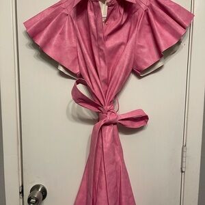 ✨ Sincerely Ours Faux Leather "Ally Dress" – Barbie pink size small